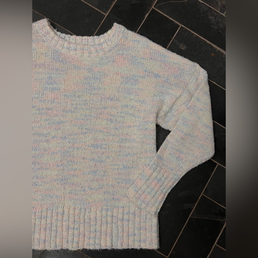 Something navy pastel rainbow heathered sweater size large - Picture 3 of 3